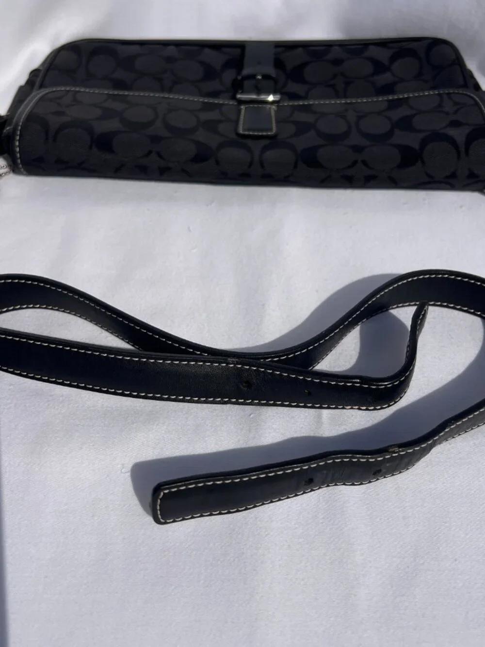Coach Black Jacquard Monogram Canvas Shoulder Bag 6095
